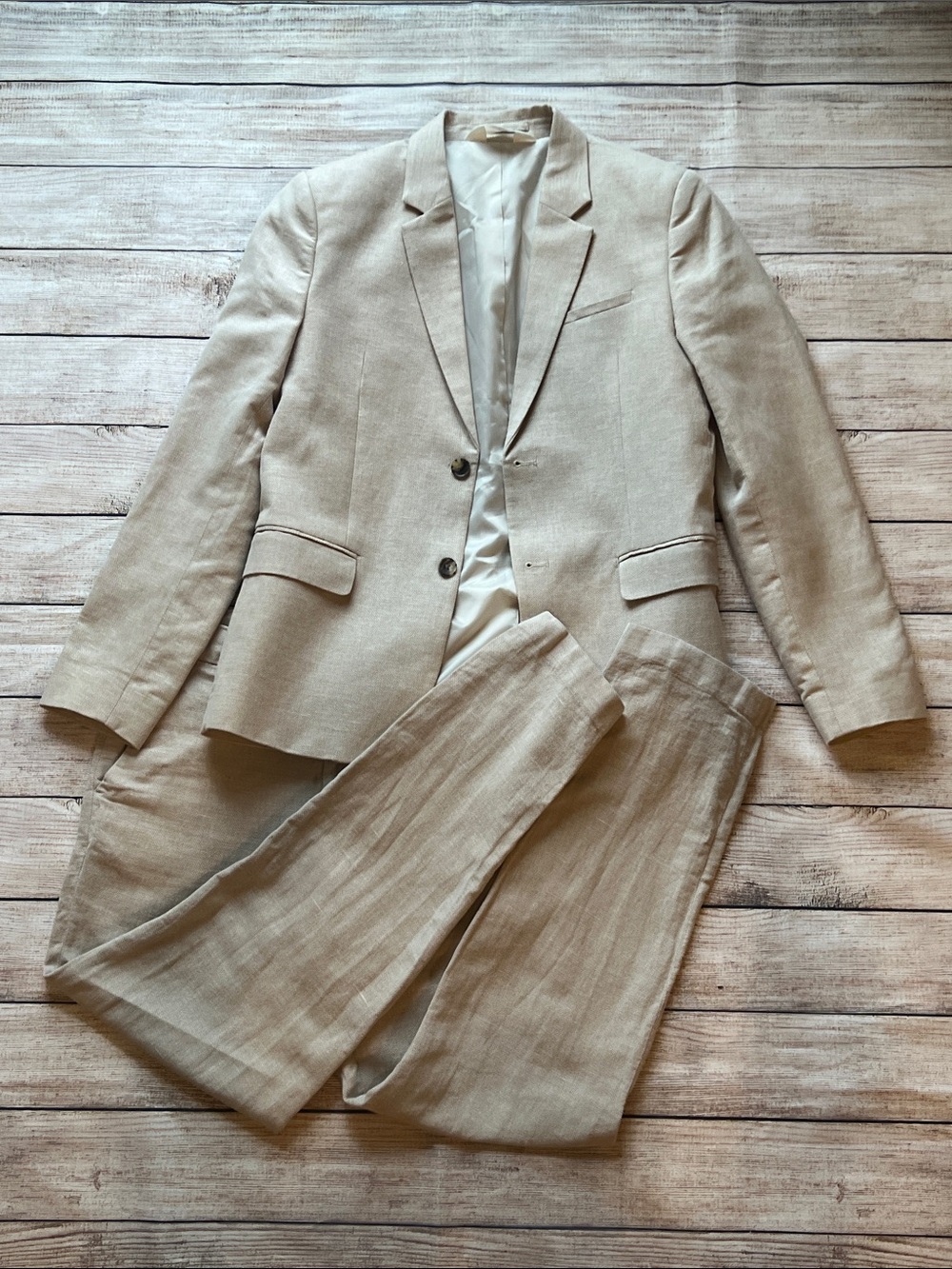 Boys Size 14 H&M Linen Khaki Suit